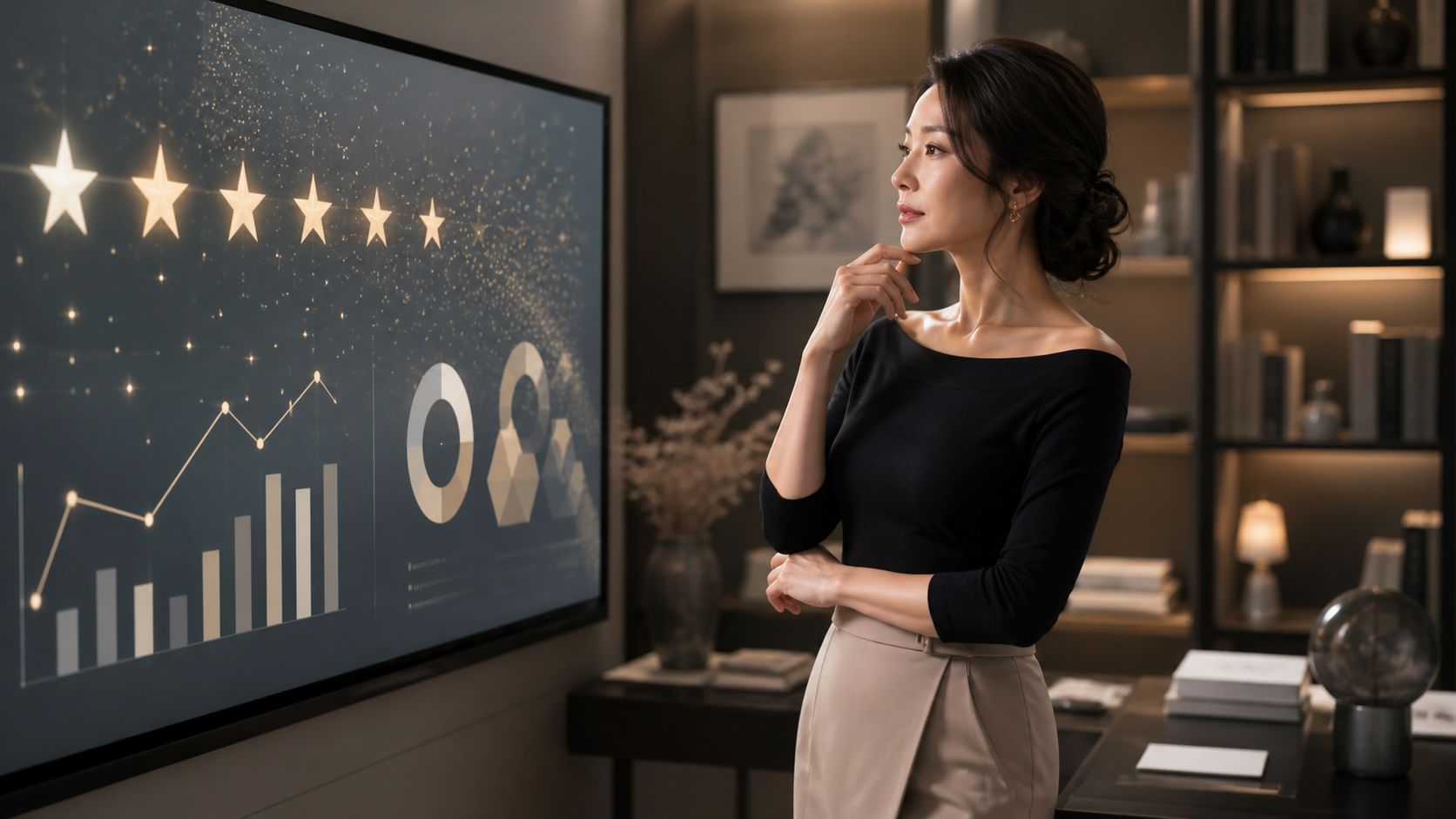 評価指標を確認する成人女性のイメージ